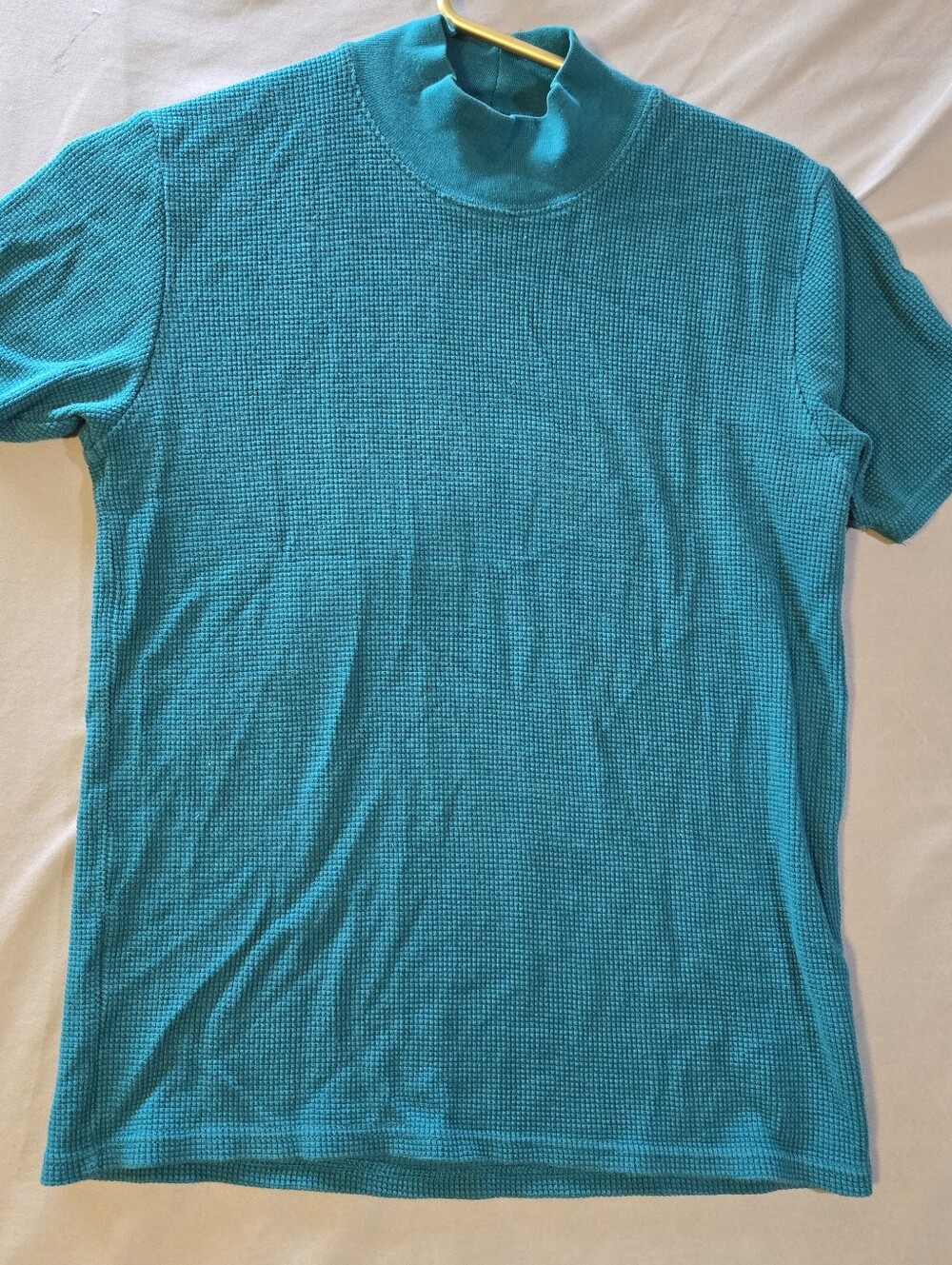Eddie Bauer Women's Short-Sleeve Waffle Knit Shirt in Teal Blue